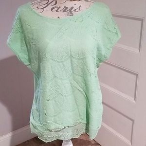 Mint Green top with lace overlay